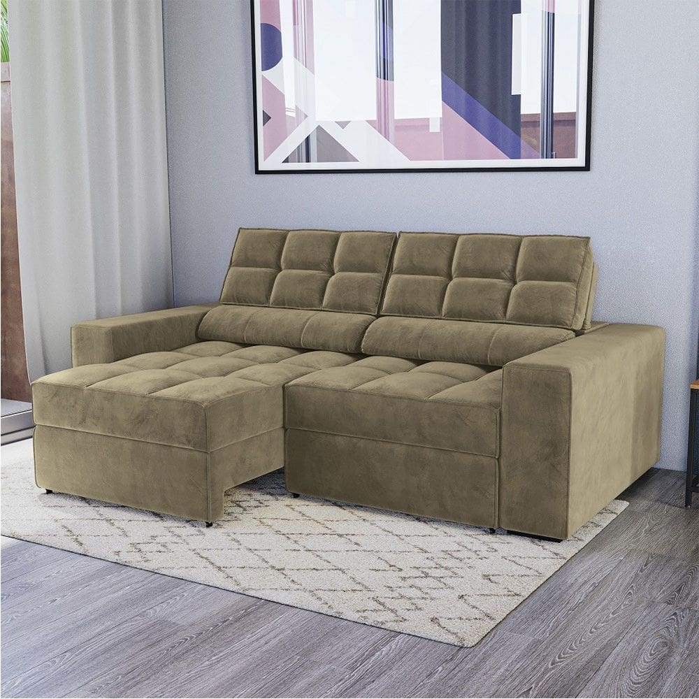Sofá Deluxe 230cm com Molas Ensacadas Retrátil e Reclinável Kappesberg