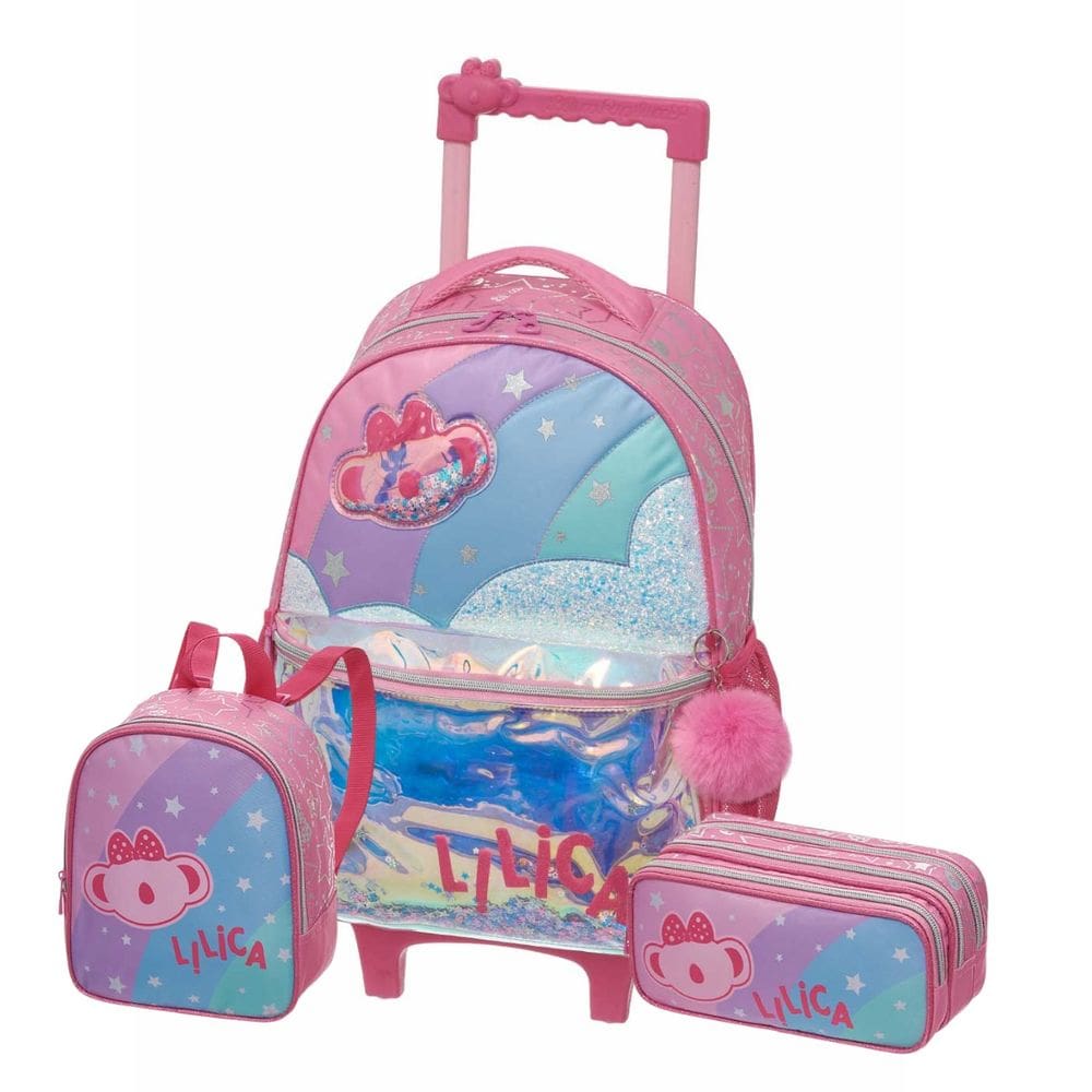 Kit Mochila Rodas Lilica Super Star Lancheira Estojo Triplo