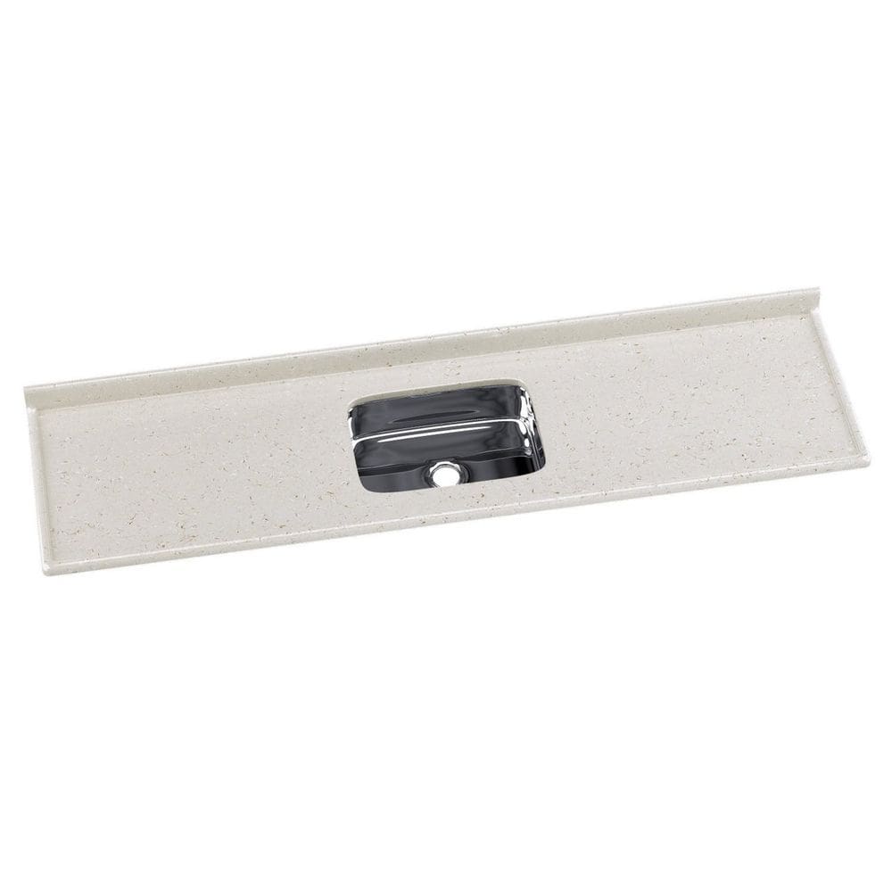 Pia Para Cozinha Em Mármore Sintético Com Cuba Em Aço Inox 199cmx55cm Travertino