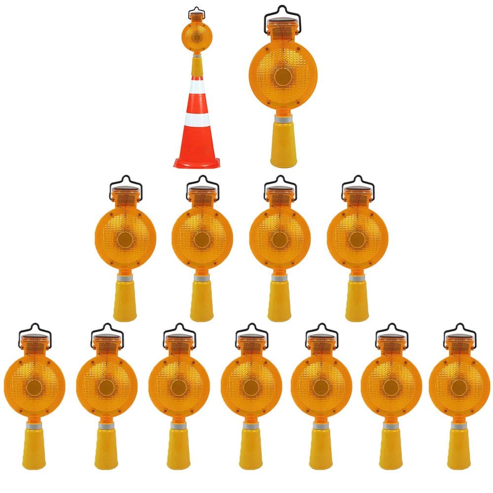 Sinalizador Viario Solar Kit 12 Uni Sinalizaçao Cone Rua Estrada Segurança Rodovia Obra