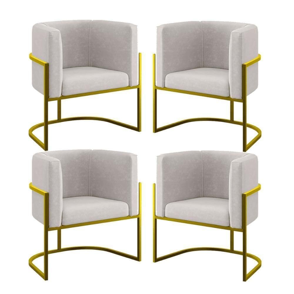 Kit 04 Cadeiras Poltrona Lua Gold Balaqui Bege