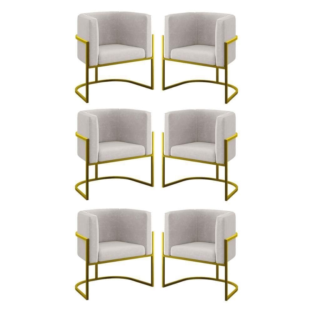 Kit 06 Cadeiras Poltrona Lua Gold Balaqui Bege