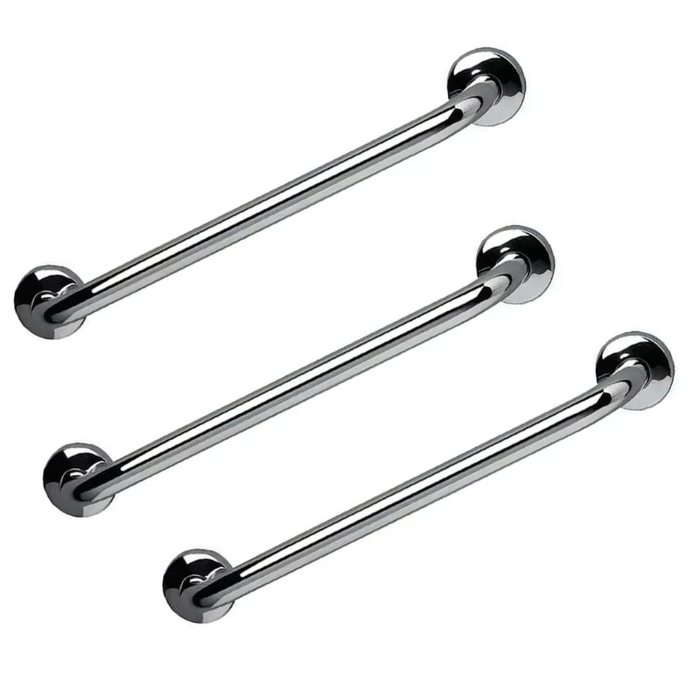 Barra de Apoio 60cm Inox Kit 3 Unidades Banheiro Acessibilidade Idoso Cadeirante Deficiente Suporte Corrimao Escada Segurança