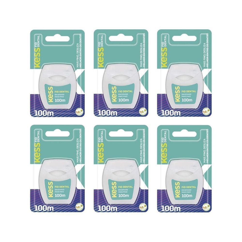Fio Dental Kess 100M Extra Fino - Kit Com 6Un