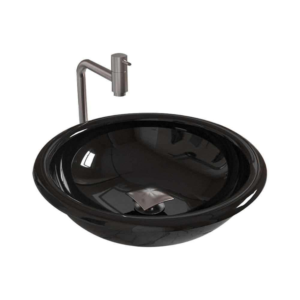 Kit Cuba de Apoio Lume com Torneira Inox e Válvula Click Preto Brilho