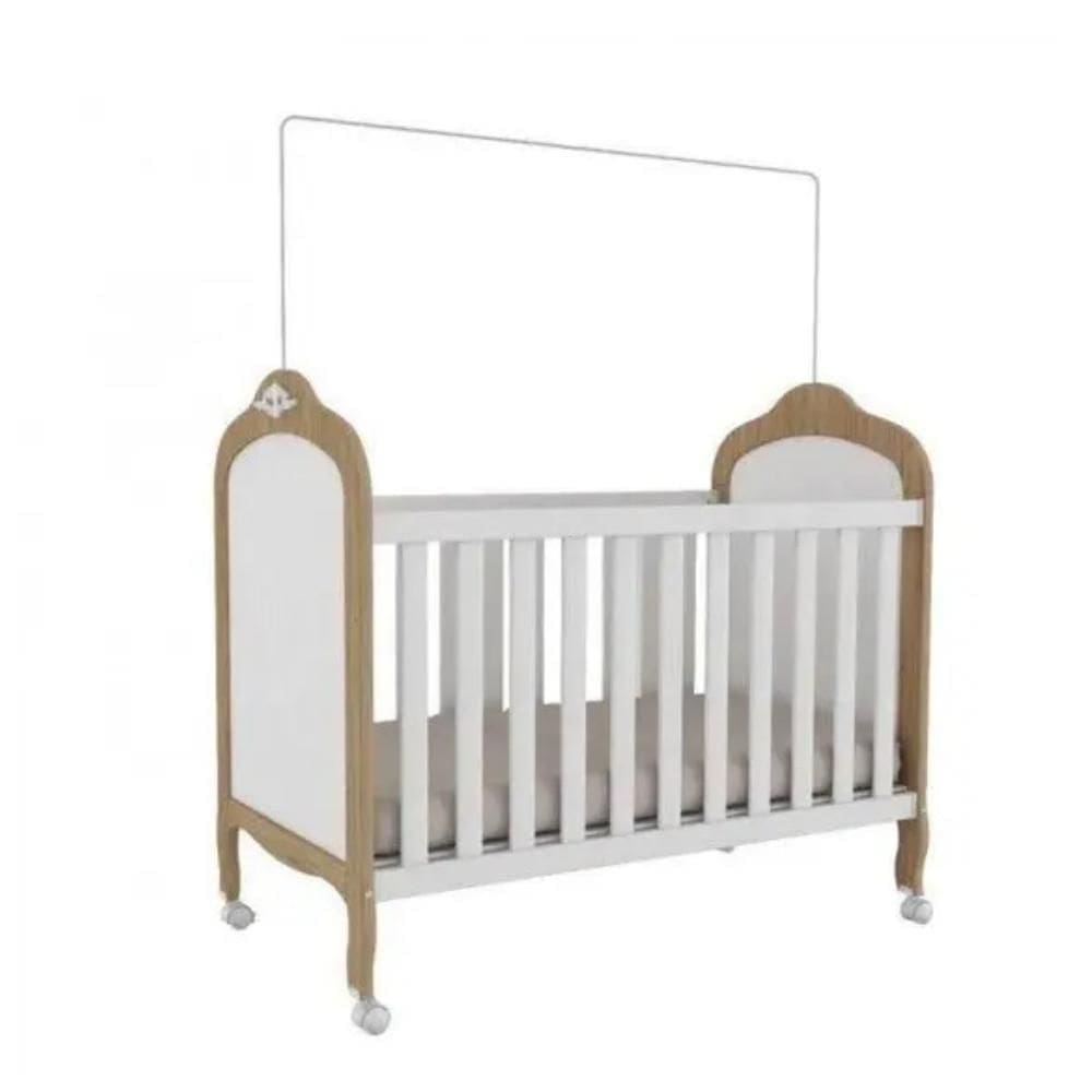 Berço Peroba Elô Americano Branco c/ Carvalho 2em 1 Infantil