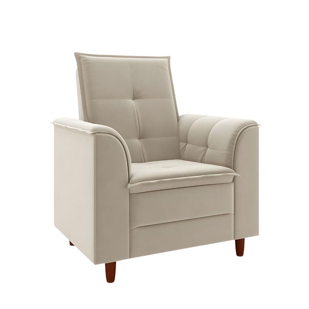 Poltrona Decorativa Estofada Confortável Sala Isis Suede