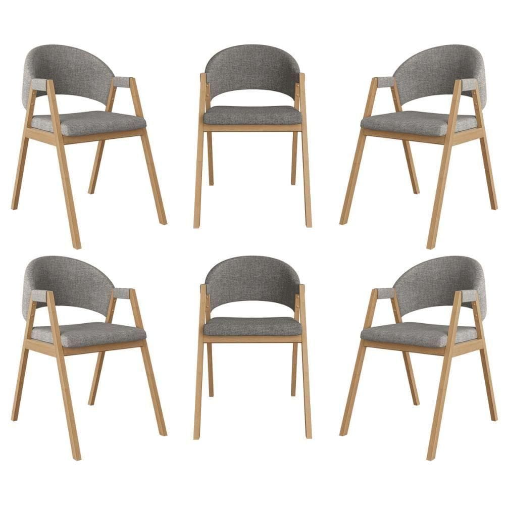 Kit 6 Cadeiras Suellen Luxo Reforçada Mesa De Jantar Linho Grafite