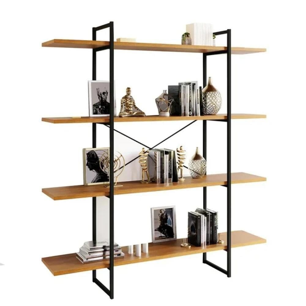 Estante Livreiro Estilo Industrial Málaga 4 Prateleiras 170cmx150cm