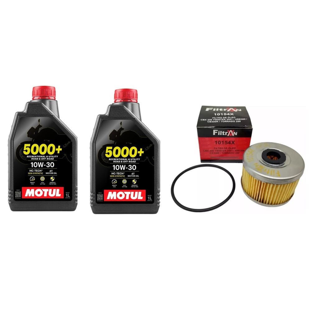 Kit Troca De Óleo 2X Motul 5000 10W-30 4T 1L Twister 2016 A 2022 Xre 300 Cb 300R Tornado + 1 Filtro