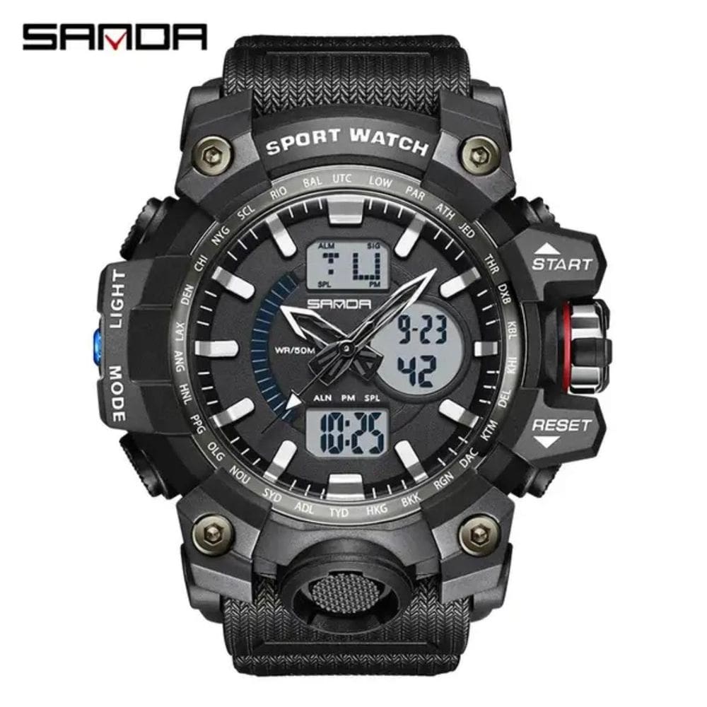 Relógio Esportivo Masculino Sanda 3132 Black White