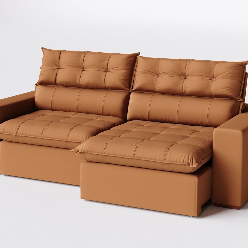 Sofá 190cm Retrátil Reclinável Molas Ensacadas Terracota