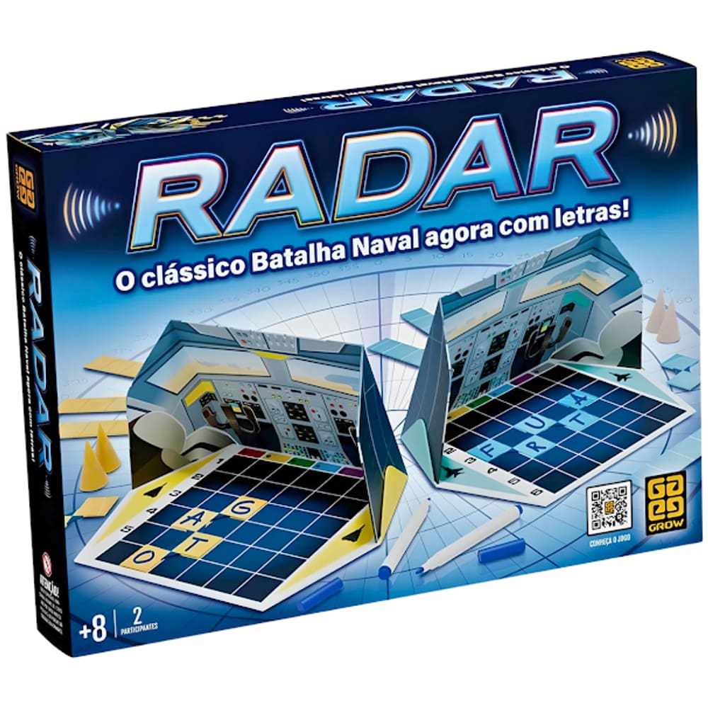 Jogo de Tabuleiro Radar Batalha Naval Com Letras Grow
