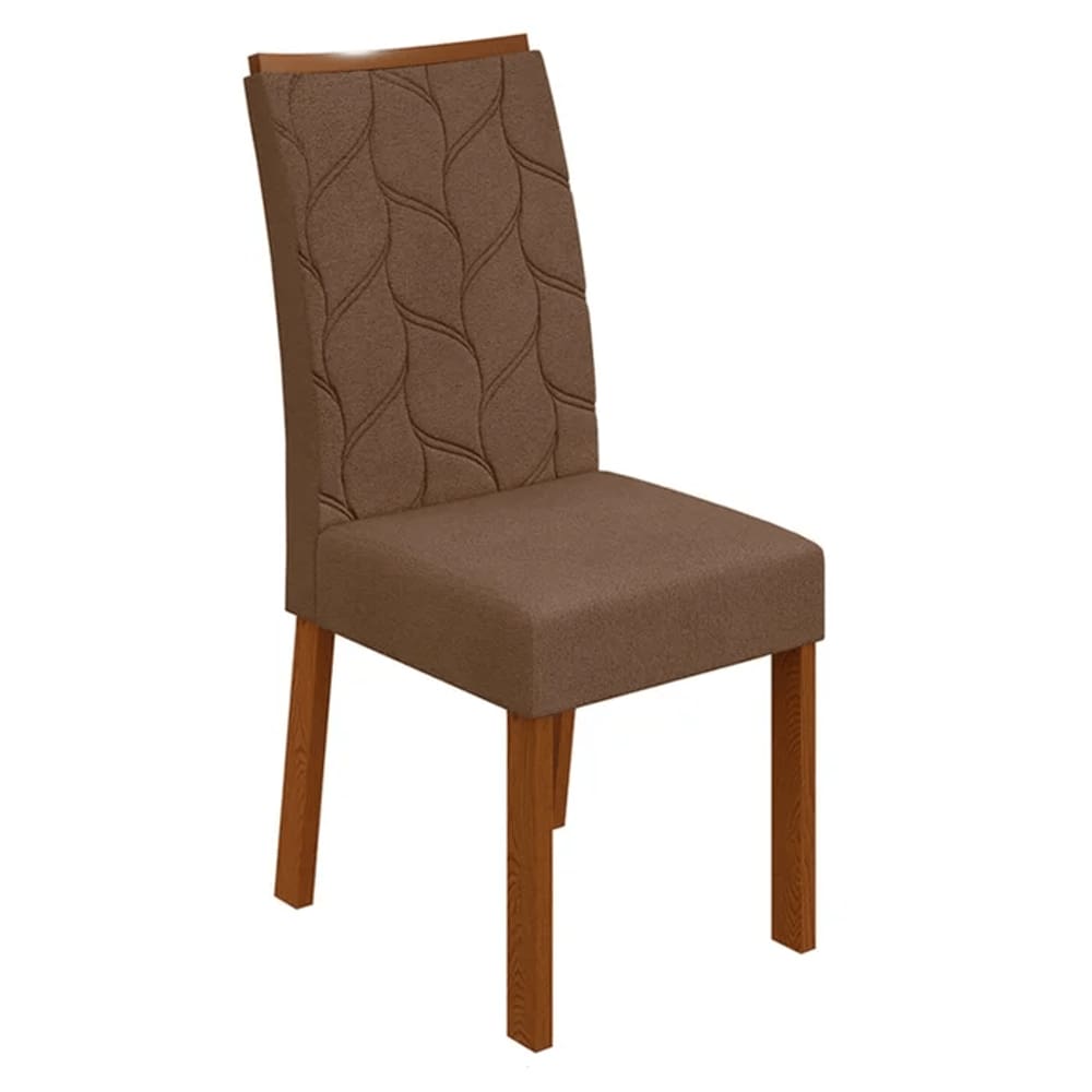 Par De Cadeiras Lopas Rayla - Tecido Linho Marron Amendoa Clean - 6640