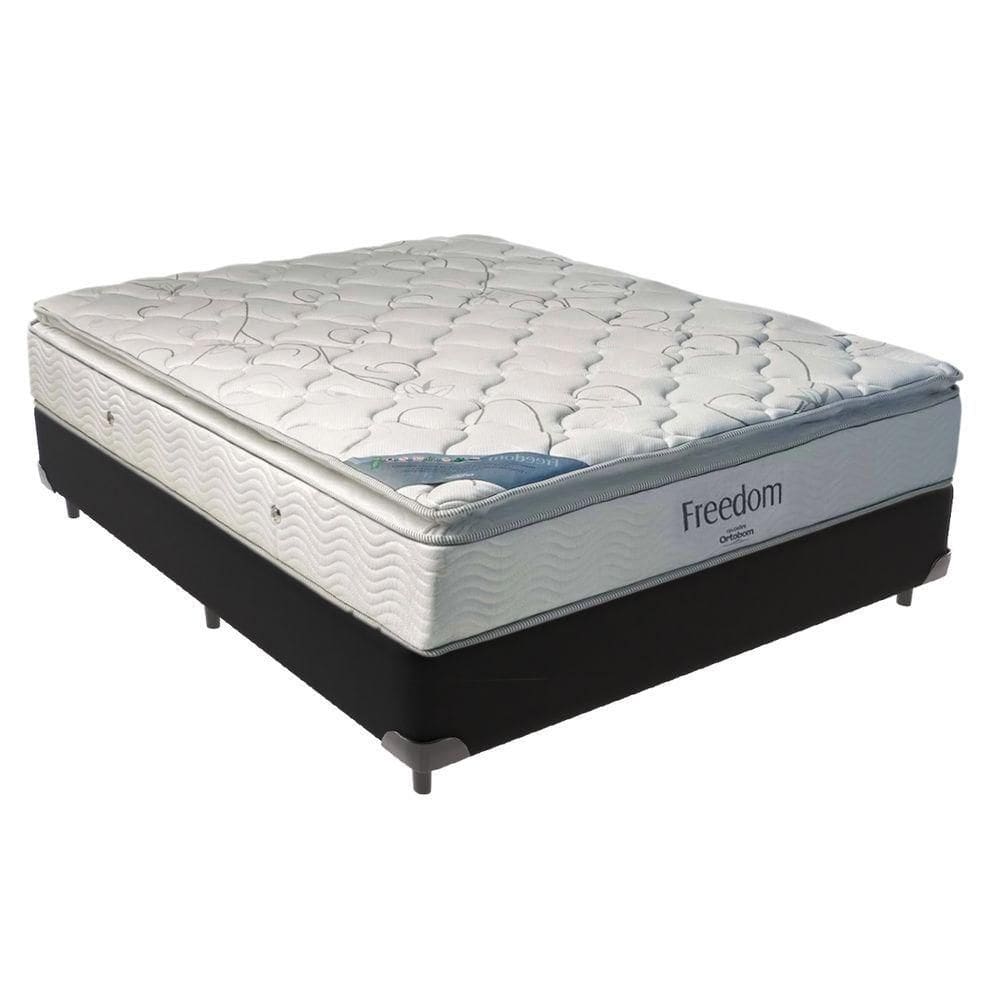 Cama Box Preto E Colchão Freedom Molas Ensacadas Casal Ortobom