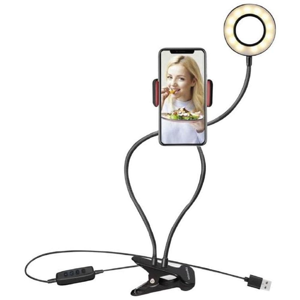 Kit Ring Light Led Com Suporte De Celular Mesa Live Makeup