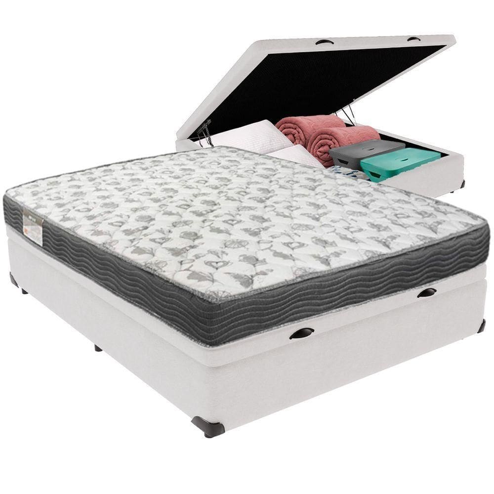 Cama Box Baú Branco E Colchão Iso100 Espuma D33 Viúvo Ortobom
