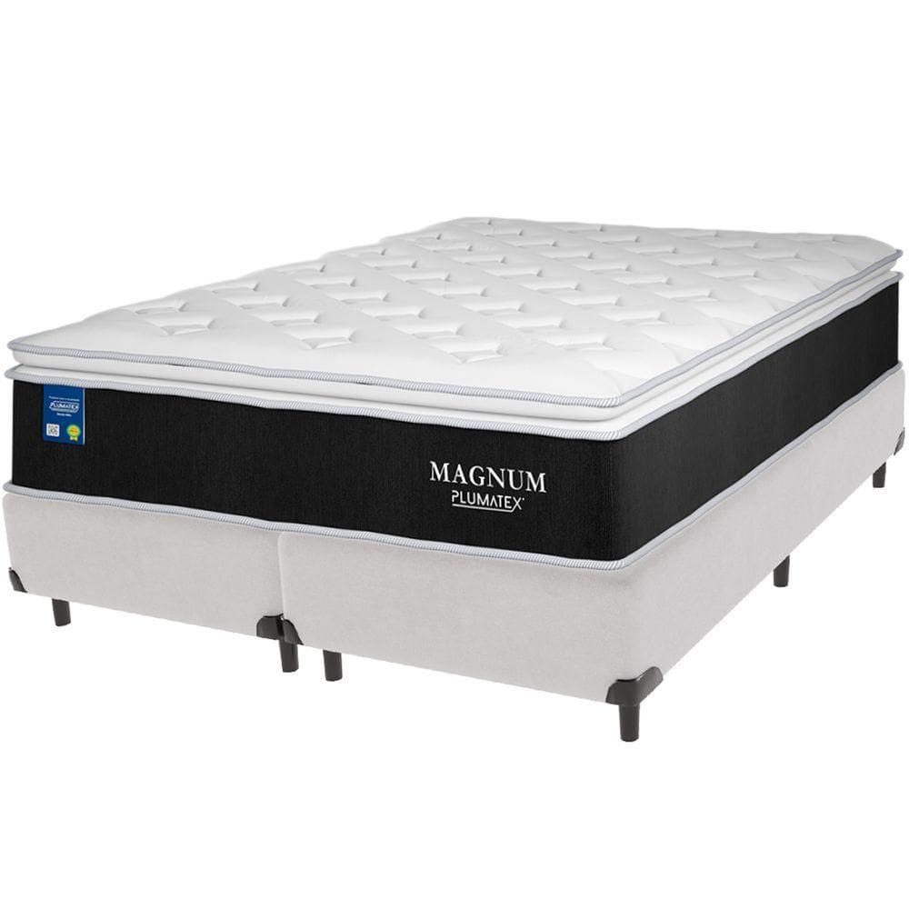 Cama Box Branco E Colchão Magnum Molas Ensacadas Queen Plumatex