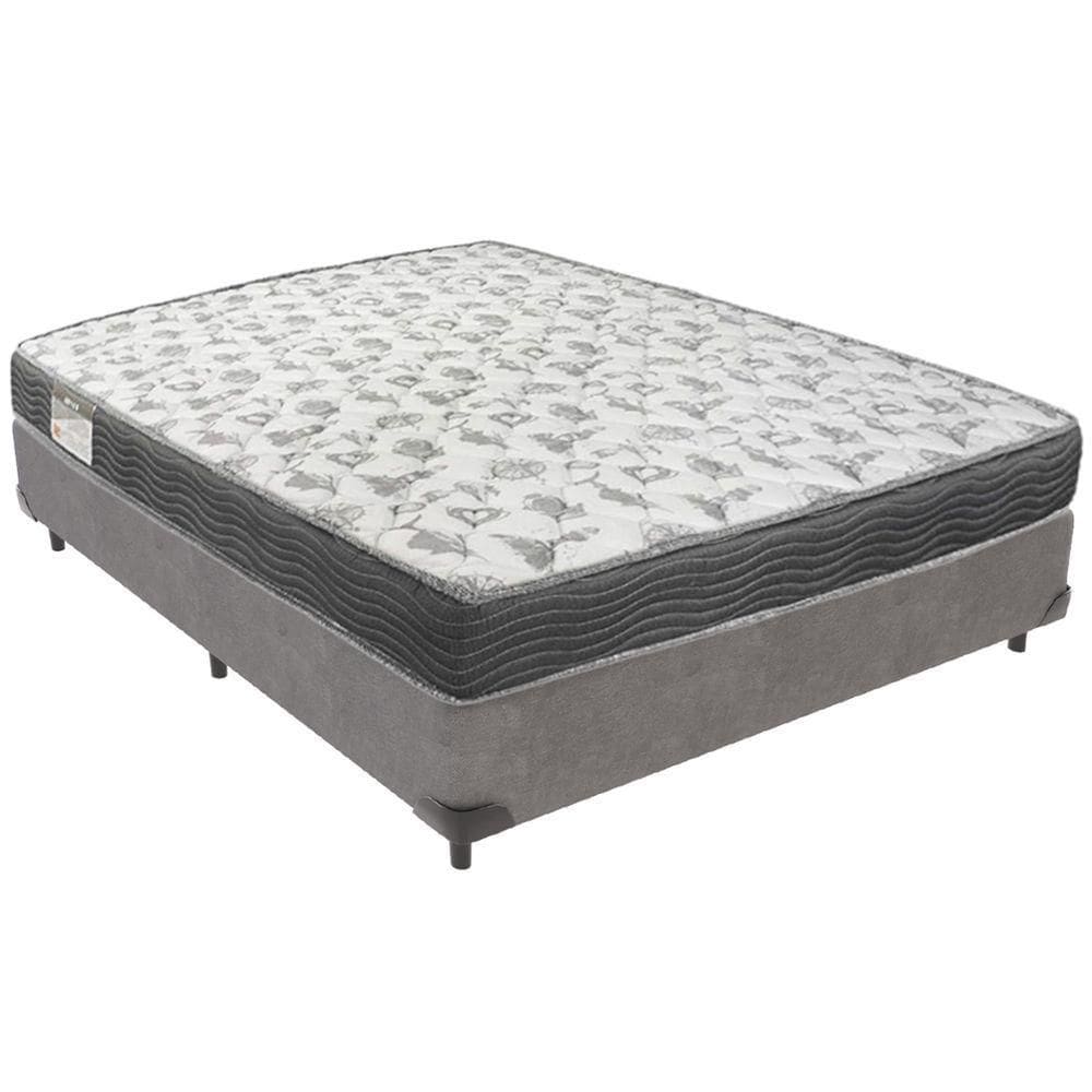 Cama Box Cinza E Colchão Iso100 Espuma D33 Viúvo Ortobom