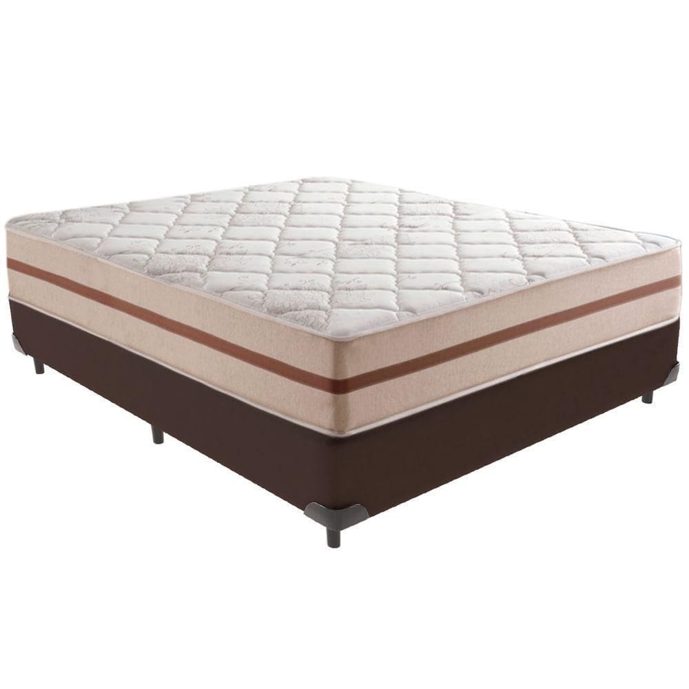 Cama Box Marrom E Colchão Classic 22 Cm Molas Ensacadas Casal Anjos