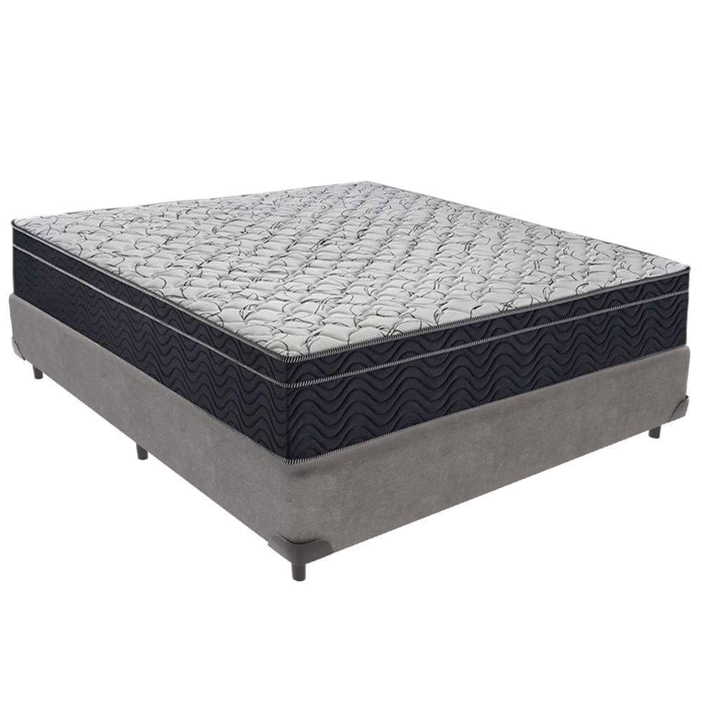 Cama Box Cinza E Colchão Airtech 150 Espuma D45 Viúvo Ortobom