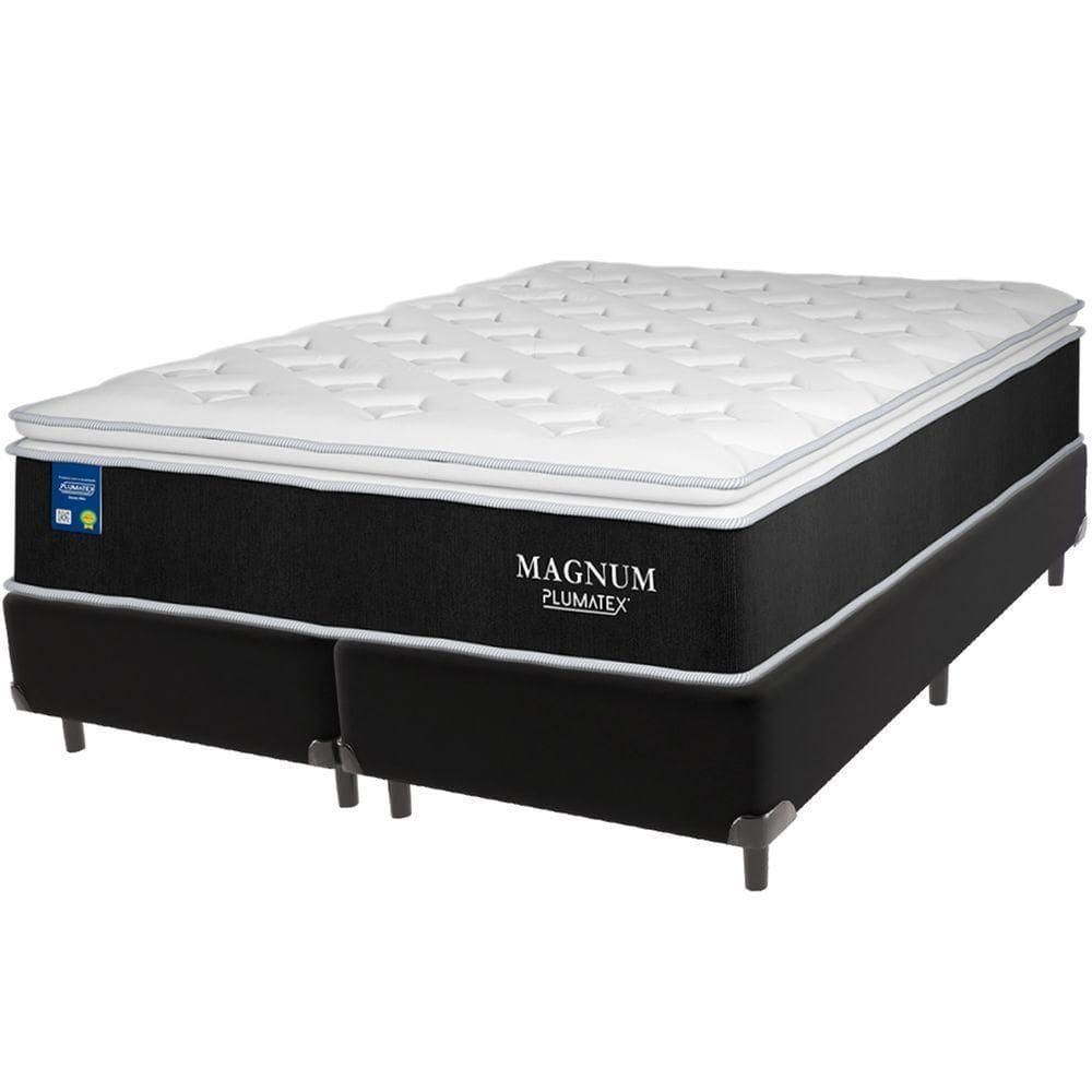 Cama Box Preto E Colchão Magnum Molas Ensacadas King Plumatex