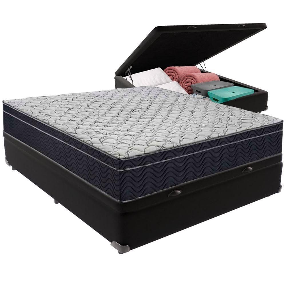 Cama Box Baú E Colchão Airtech 150 Espuma D45 Viúvo Ortobom Viúvo Preto