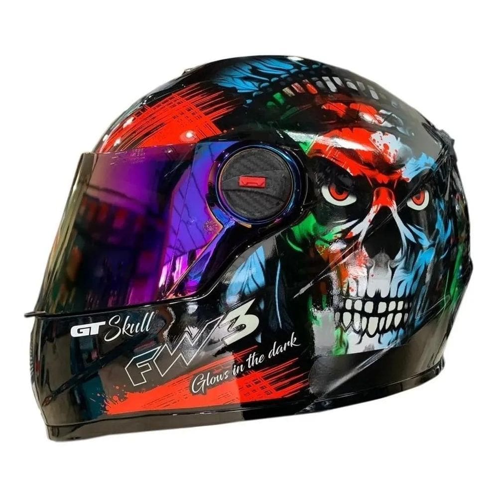 Capacete FW3 Preto Brilhante 56 + 3 Viseiras