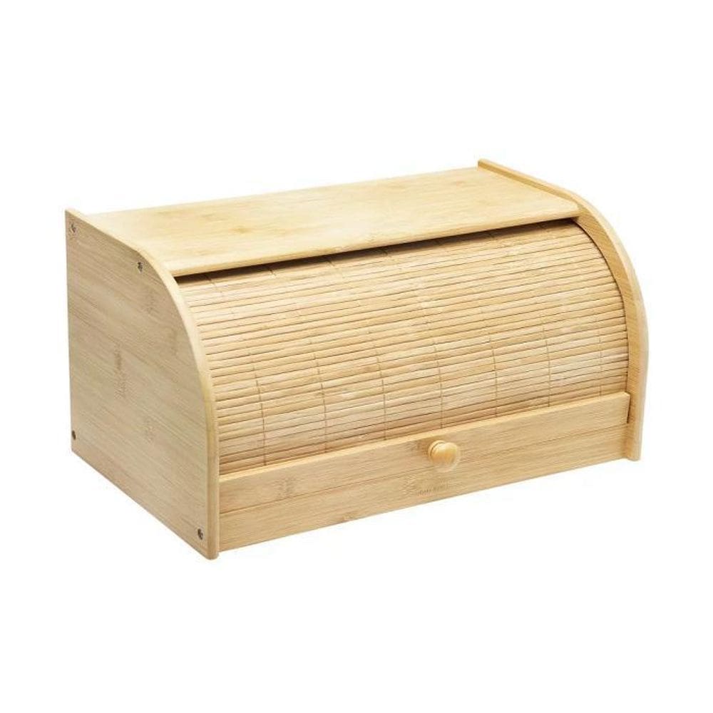 Cesto Porta Pães Com Porta Retrátil Em Bambu