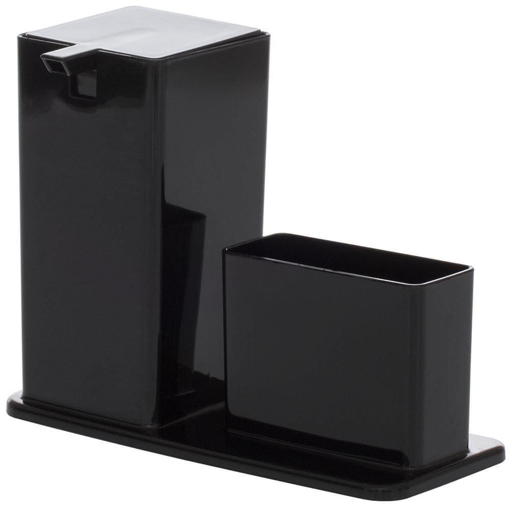 Dispenser/Porta Detergente/Esponja De Acrílico Preto 400Ml