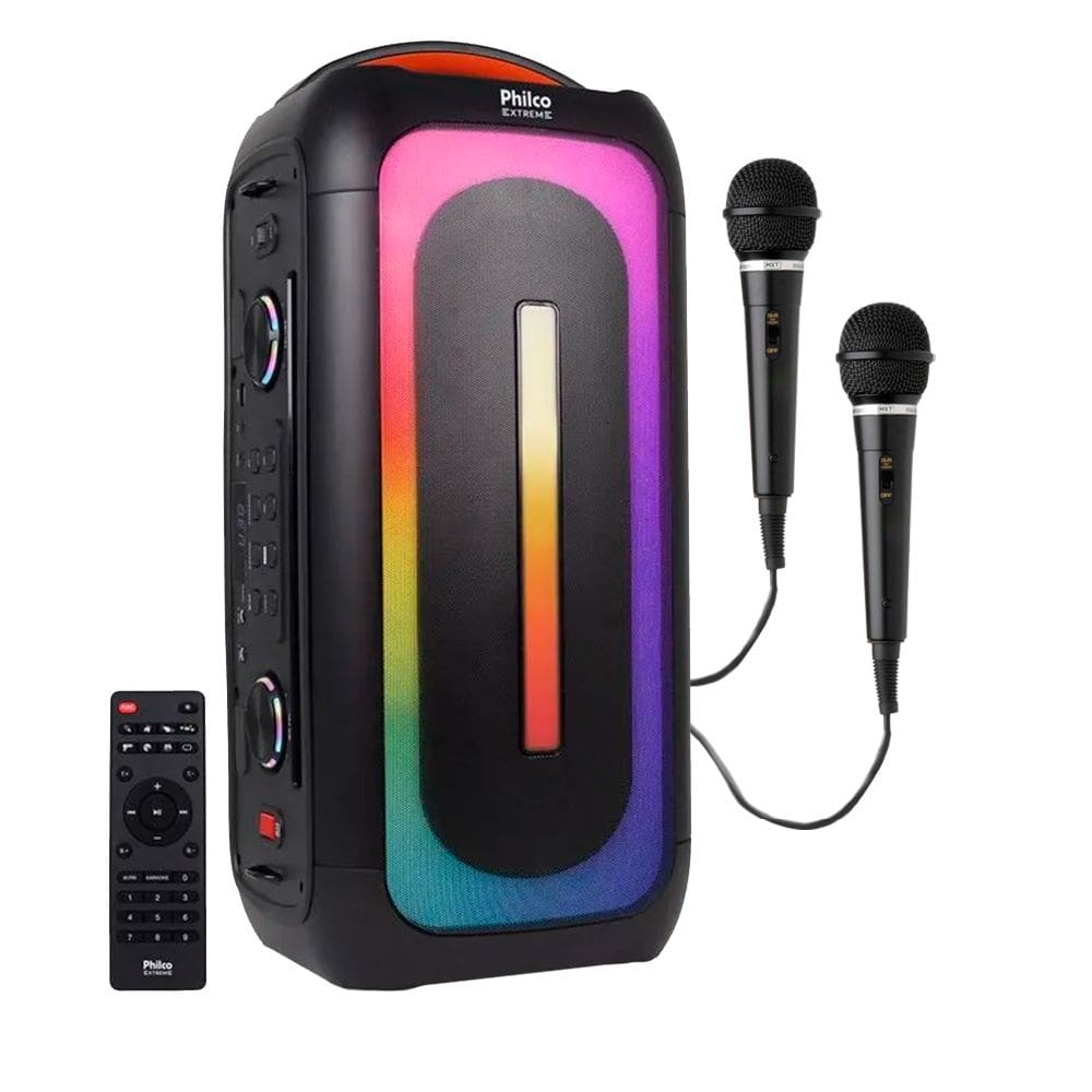 Caixa de Som Portátil Ampl. Philco PCX6701 LED Bluetooth 650w-2 Mic