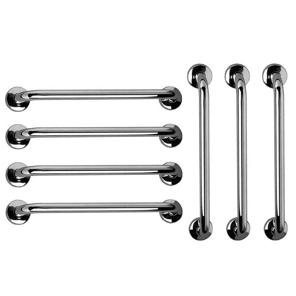 Barra de Apoio Aço Inox 60cm Kit 7 Unidades Banheiro Box Acessibilidade Segurança Idoso Parede Corrimao Suporte Escada