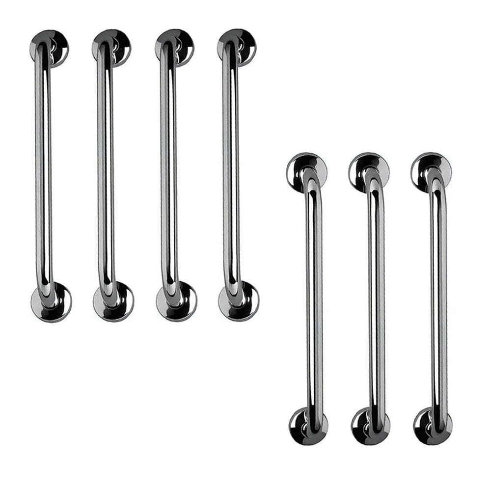 Barra de Apoio Aço Inox 60cm Kit 7 Unidades Segurança Banheiro Box Idoso Gestante Cadeirante Corrimao Suporte Resistente Acessibilidade