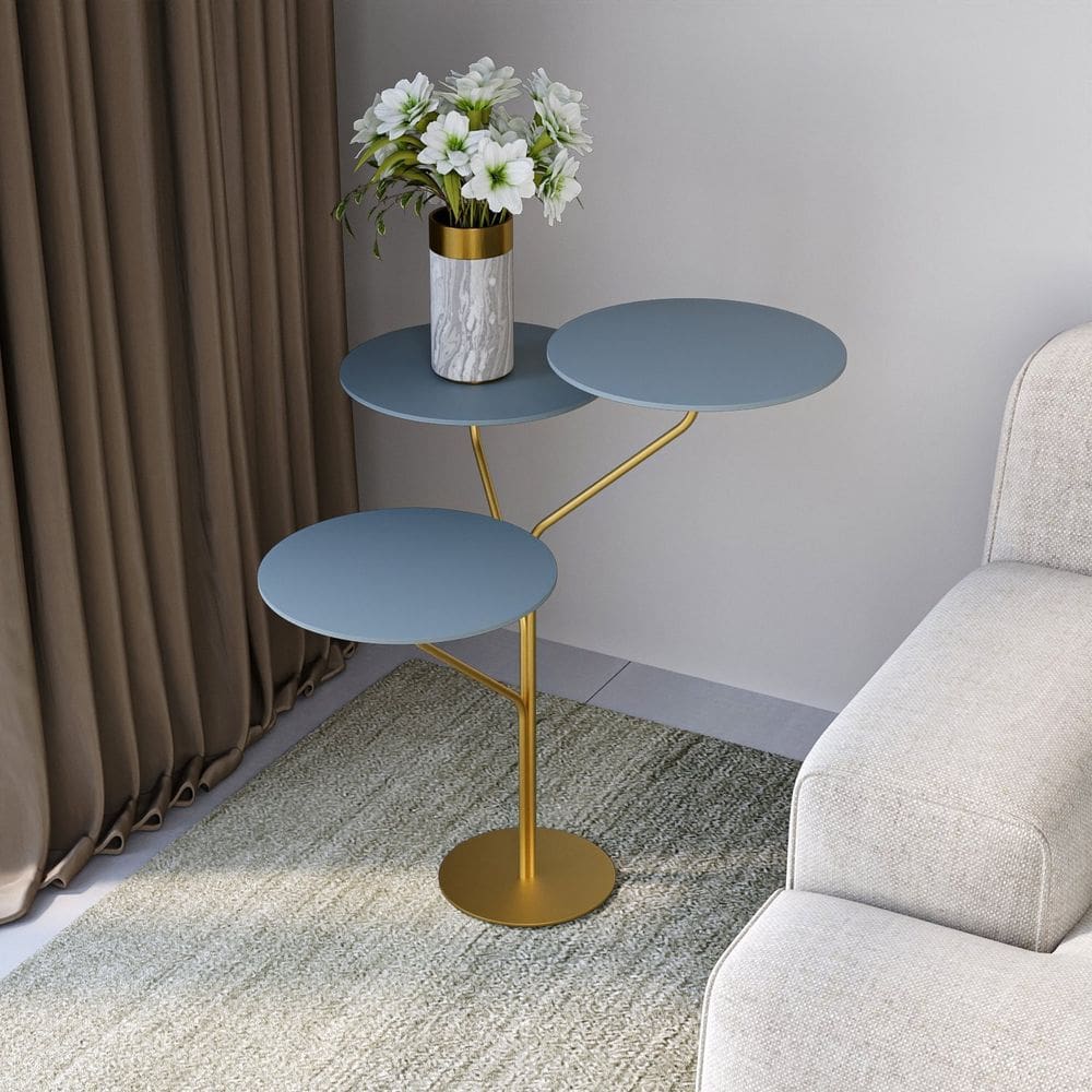 Mesa de Canto Trieste 65cm X 57cm X 57 Cm Cristal / Dourado