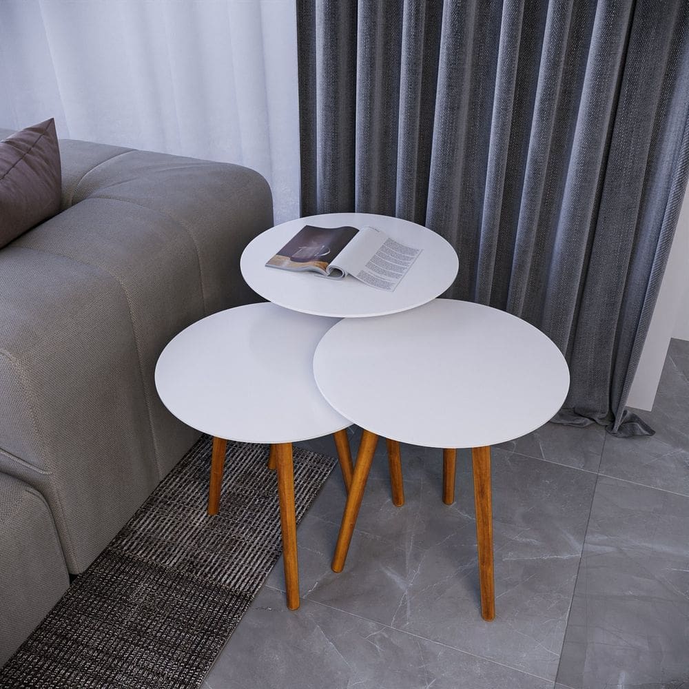 Trio Mesa de Canto 56cm X 45cm X 45cm Branco