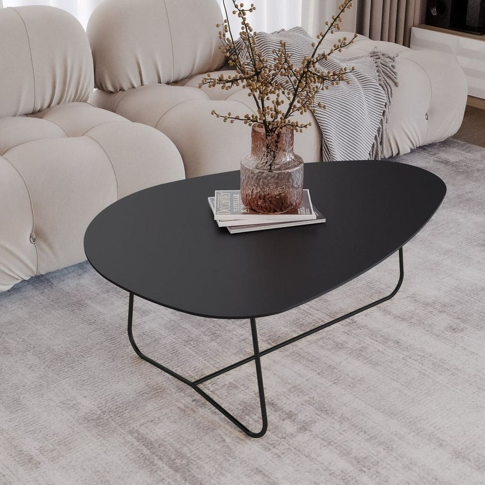 Mesa de Centro Trude Organica 35cm X 90cm X 60cm Preto