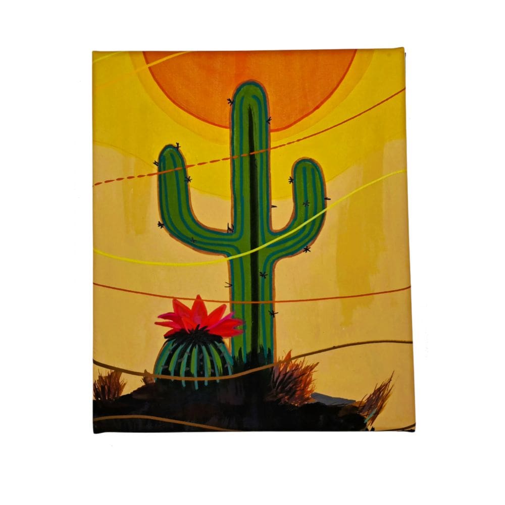 Mini Quadro de Kactos Decorativo Pintado a Mão 30x25cm