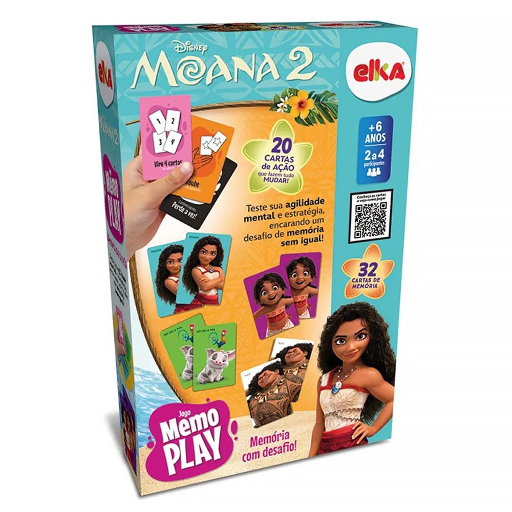 Jogo da Memória Memo Play Moana 2 Disney 32 Cartas 1295 - Elka