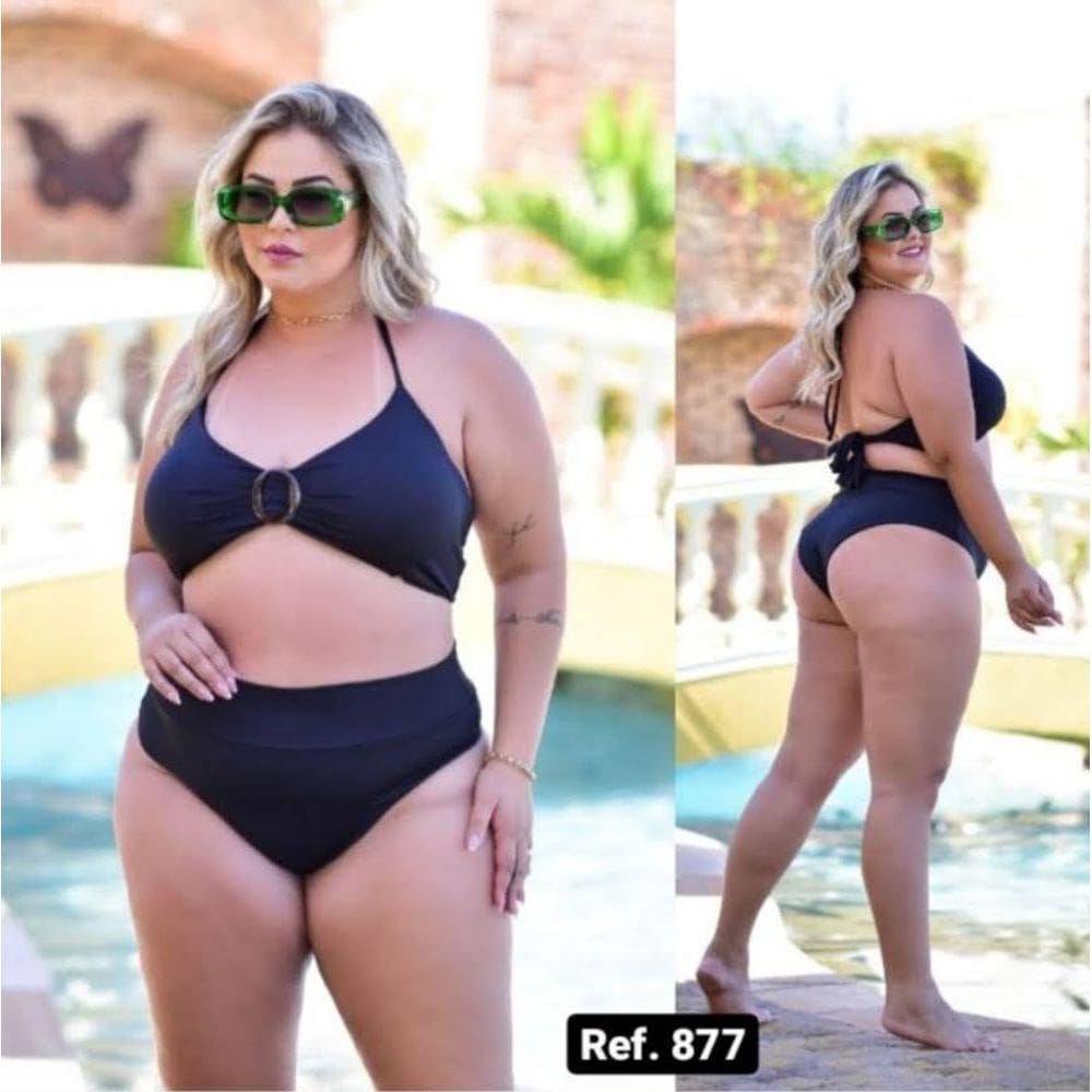 Biquini Plus size com bojo e calcinha cintura alta