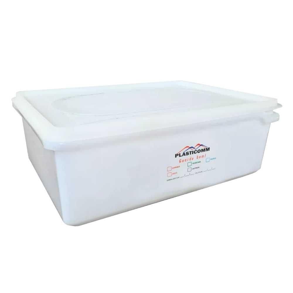 Kit 5 Caixas Organizadoras 11 Litros Branca com Tampa - Plasticomm
