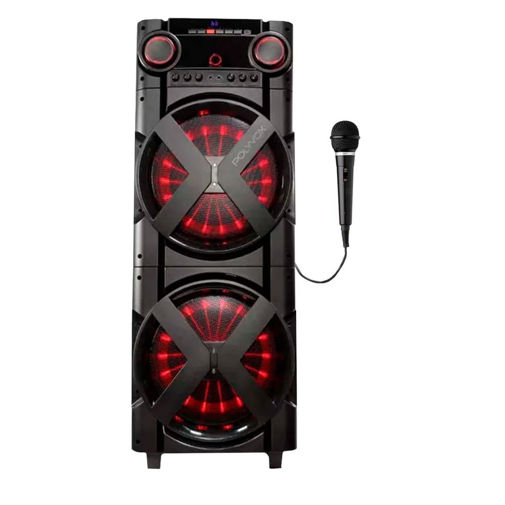 Caixa de Som Ampl. Polyvox XT-2000T Bluetooth TWS Fm LED 2000w- 1 Mic