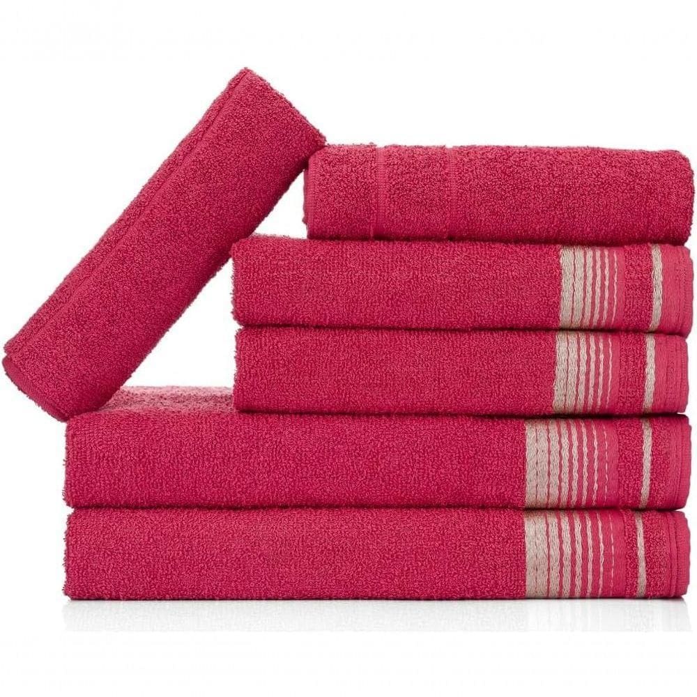 Jogo De Toalhas Luxury Soft Beka Banho + Rosto + Piso Luxo Cereja