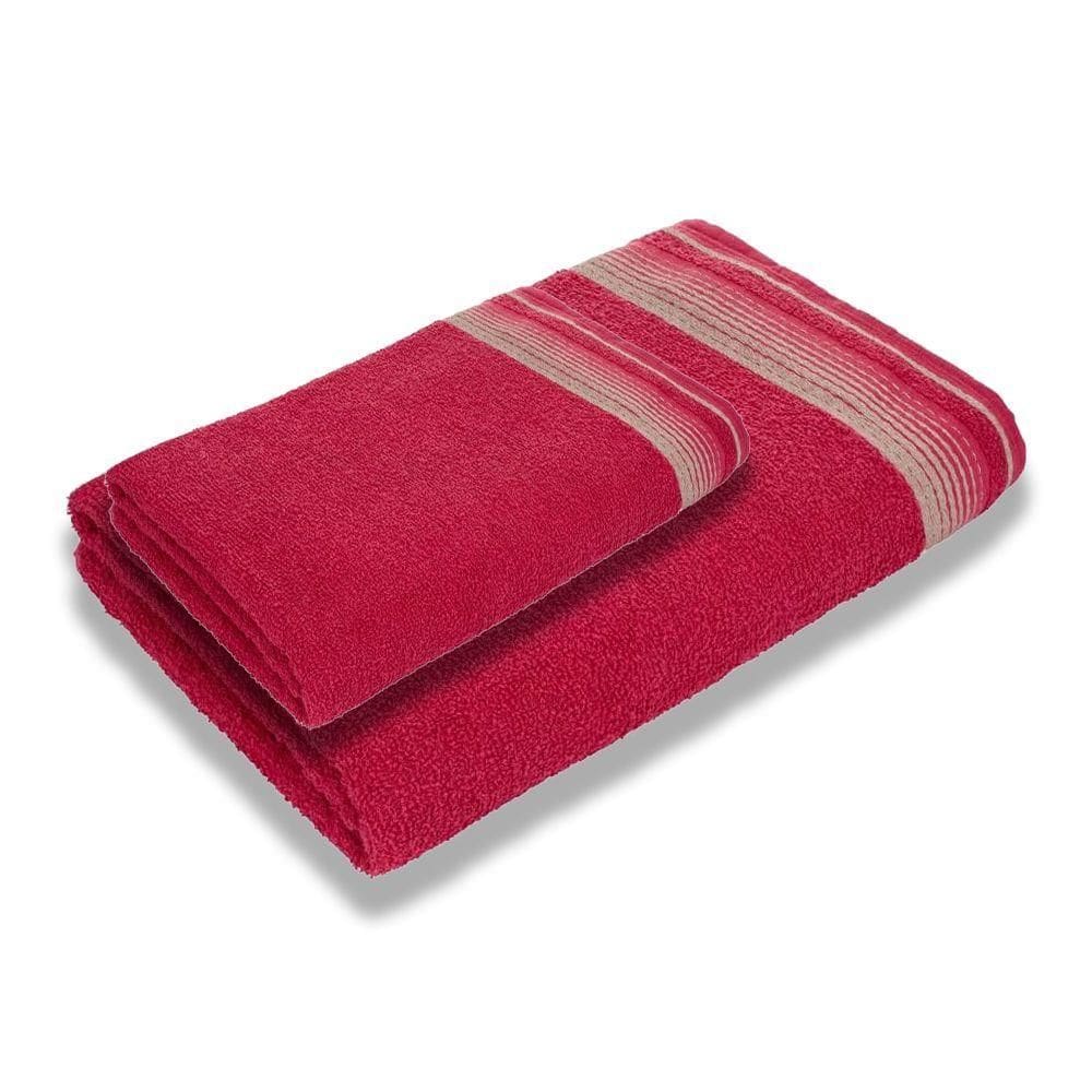 Jogo Com Toalhas Luxury Soft Beka 1 Banho + 1 Rosto Luxo Cereja