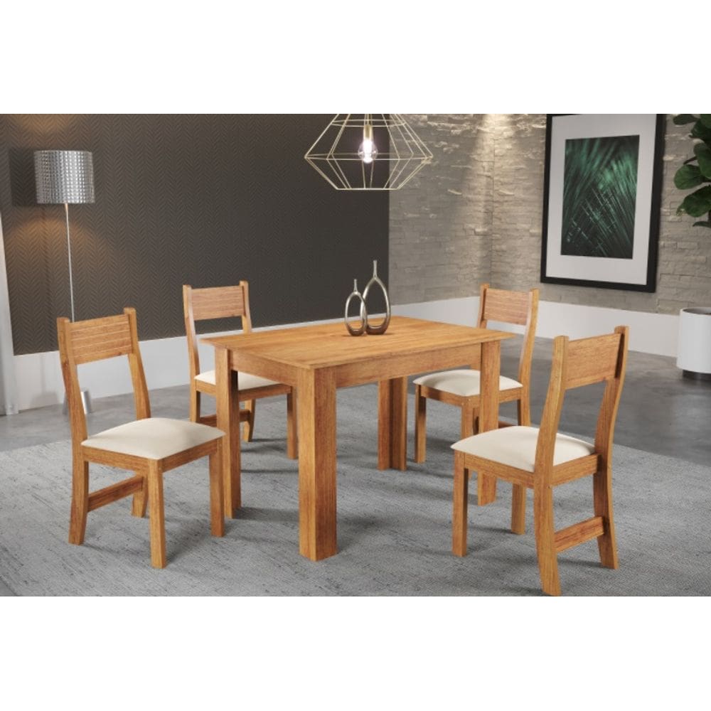 Mesa Jantar Com 4 Cadeiras  Creme