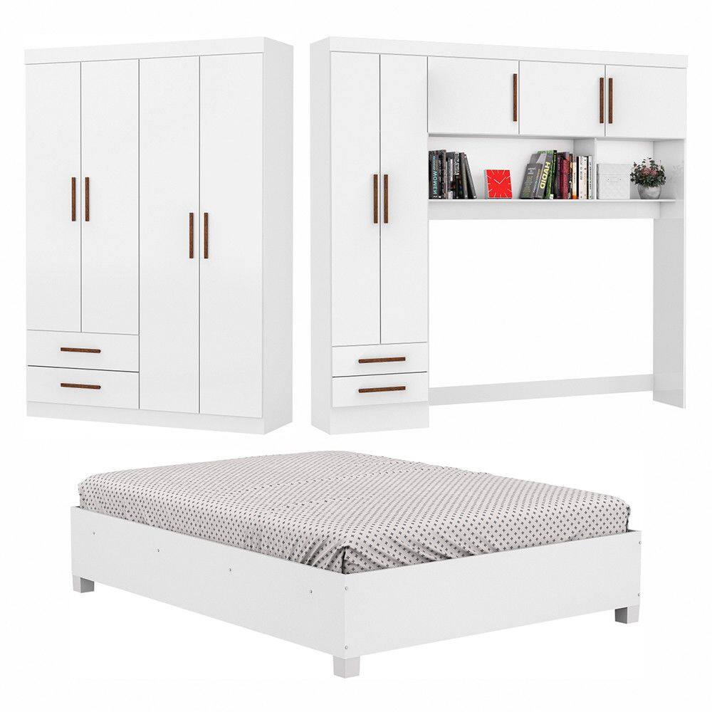 Guarda-Roupa Casal Modulado 5 Portas com Cama Hercules 4 Portas 4 Gavetas