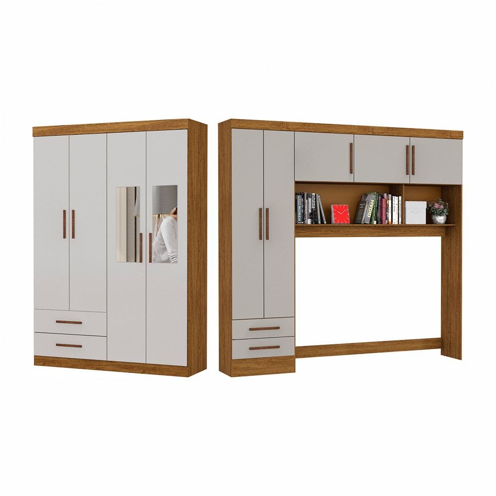 Guarda-Roupa Casal Modulado 5 Portas Hercules 4 Portas 4 Gavetas com Espelho