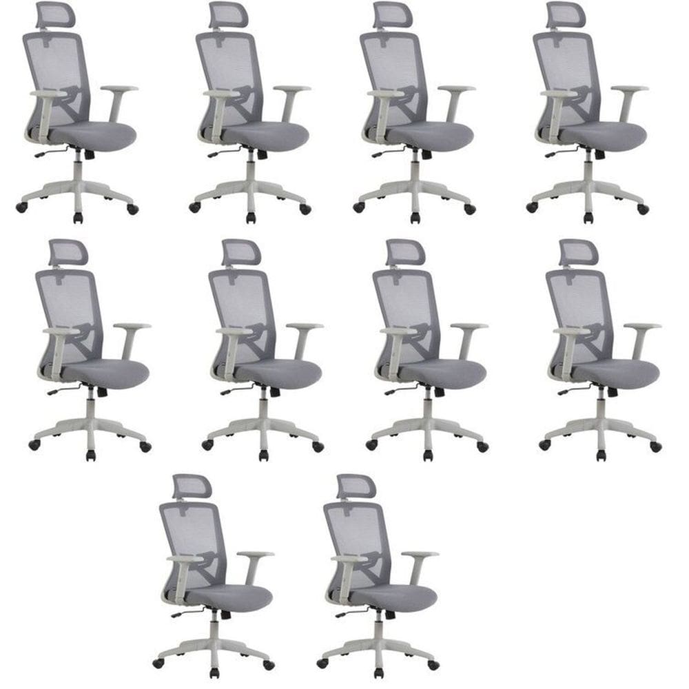 Kit com 10 Cadeira para Escritório Office Dallas Cinza