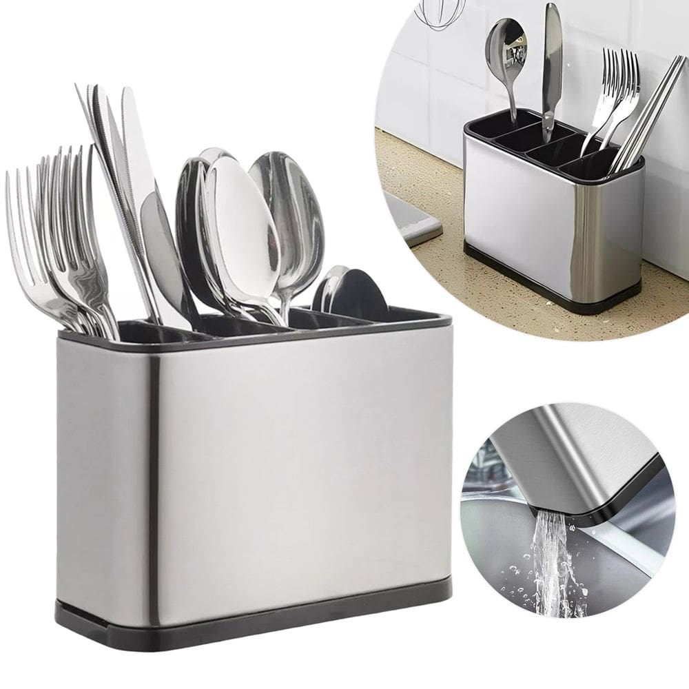 Porta Talher Escorredor Inox 4 Divisórias Pia Cozinha