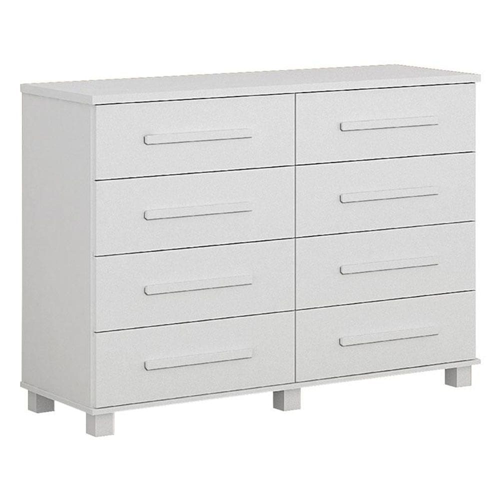 Cômoda San Marino 8 Gavetas Branco - Leifer Móveis