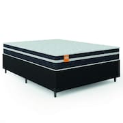 Cama Box Casal Queen Colchão Molas Qatar 158x198x60cm Branco / Preto - Suporta até 200 Kg Por Pessoa